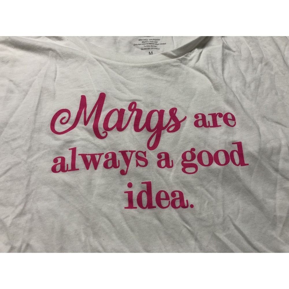 Charming Oaks Women's White Margaritas Are Always A Good Idea T-Shirt Size M - Picture 2 of 4